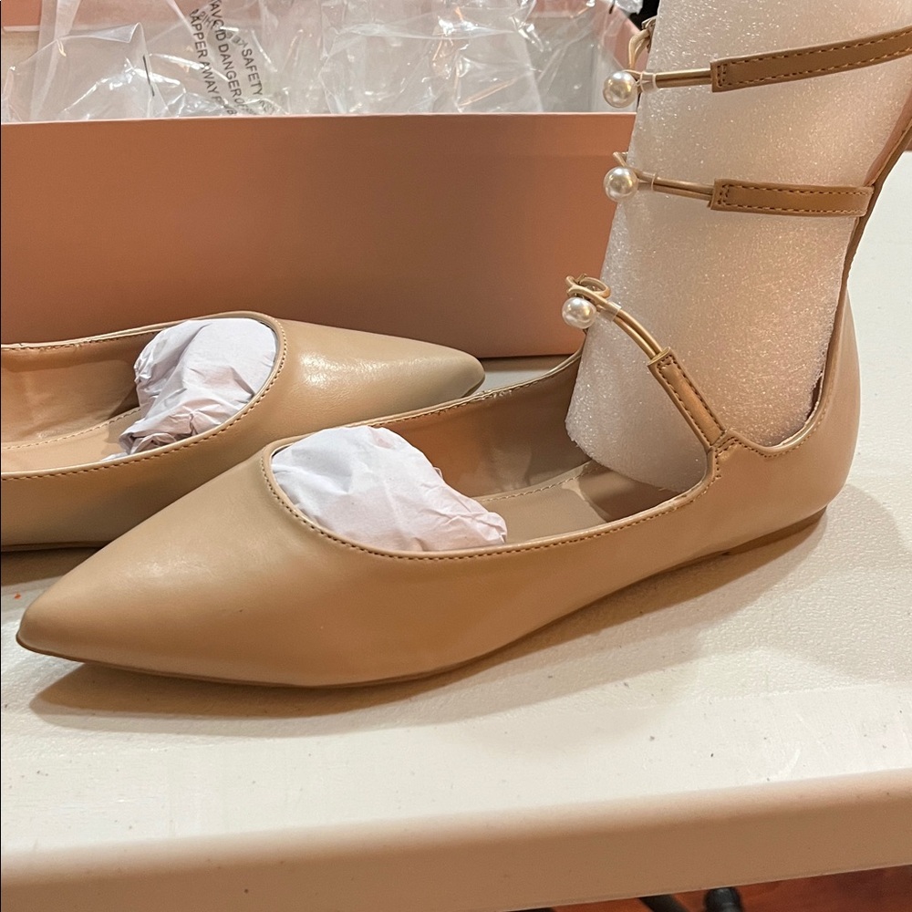 Women’s Pearl-Strap Ballet Flats  size 7 new - Picture 3 of 5